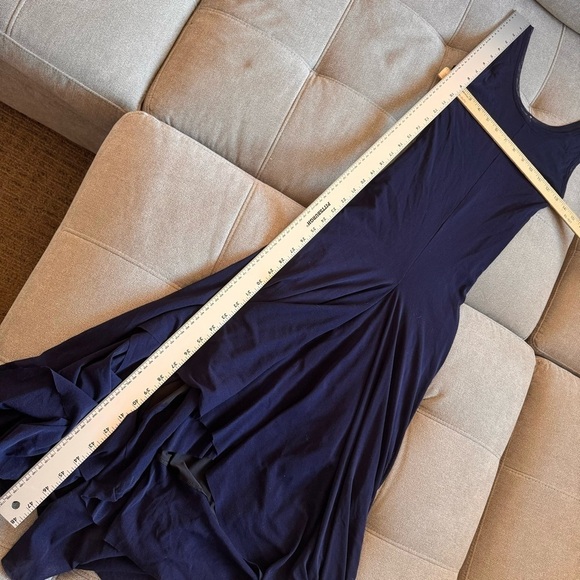 FUZZI by Jean Paul Gaultier Mesh Dress Long Sleeve MIDI Maxi Navy Blue SET sz S - Picture 9 of 16